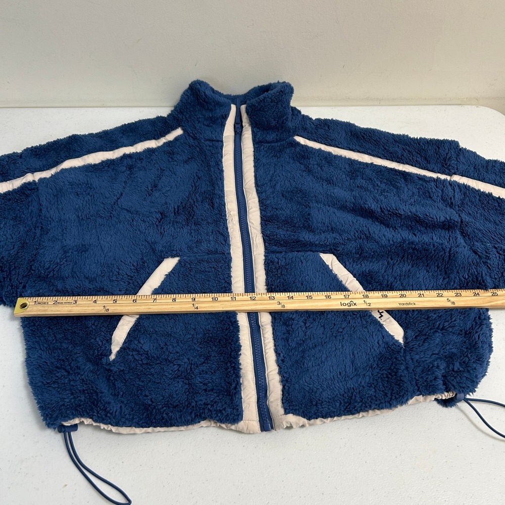 JoyLab Blue Sherpa Fleece Boxy Fit Zip Up Jacket Women Medium New - Picture 8 of 8